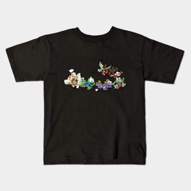 Frogs go to school Kids T-Shirt by Rypert